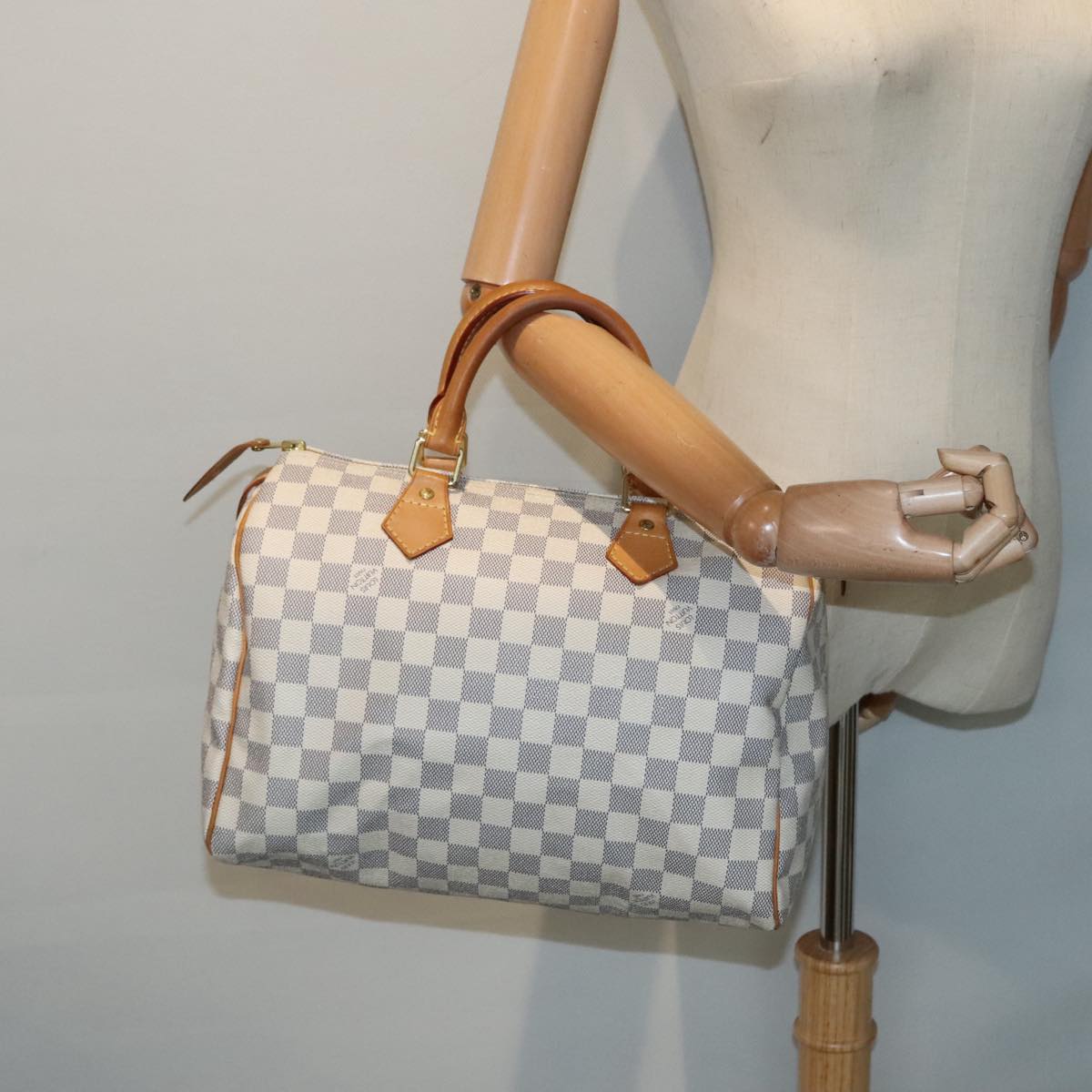 LOUIS VUITTON Damier Azur Speedy 30 Hand Bag N41533 LV Auth 89670