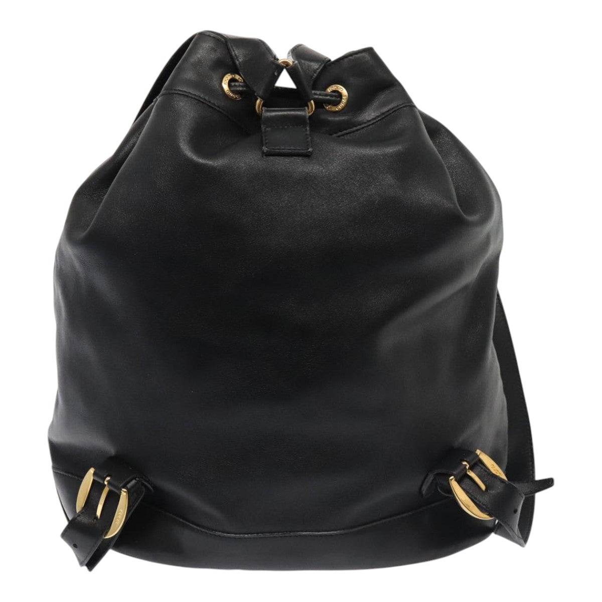 GUCCI Bamboo Backpack Leather Black Gold 003 2855 0043 0 Auth 89711