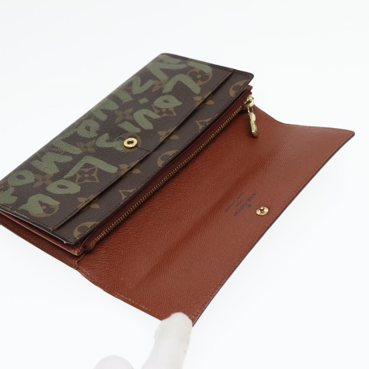 LOUIS VUITTON Monogram Graffiti Porte Monnaie Credit Khaki M92188 LV Auth 89733