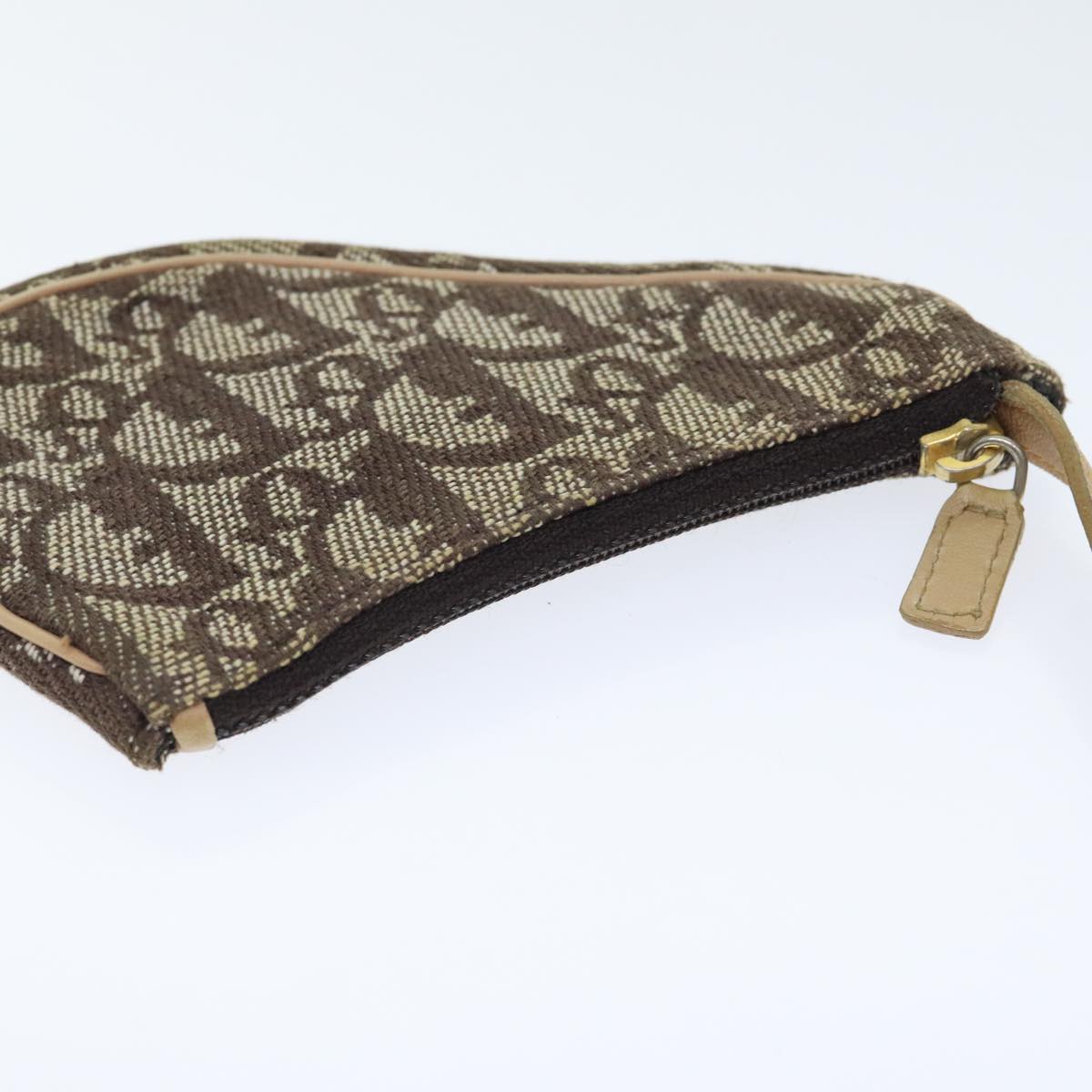 Christian Dior Trotter Canvas Saddle Pouch Brown Gold Auth 89738