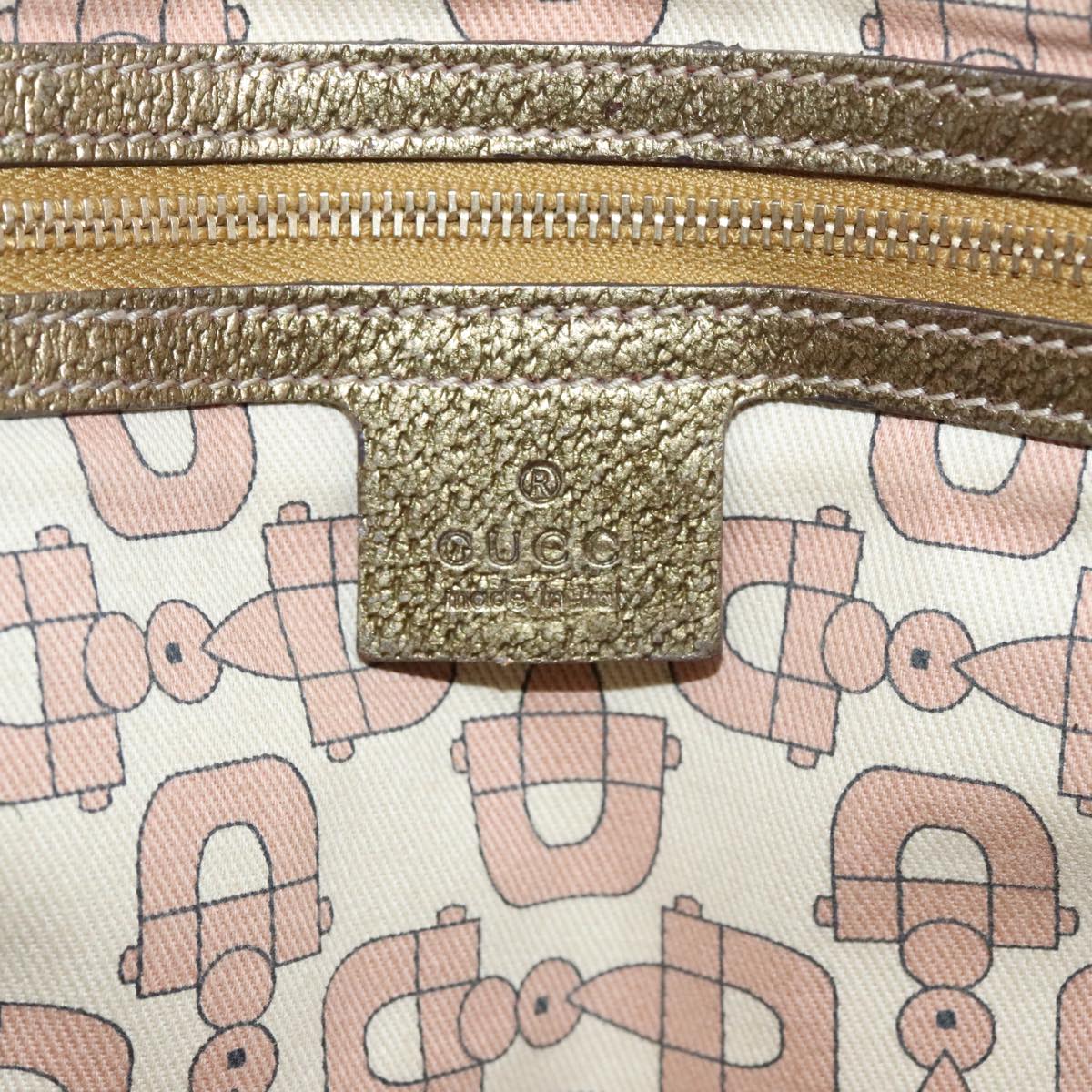 GUCCI GG Canvas Sherry Line Hand Bag Beige Gold pink 139261 Auth 89753