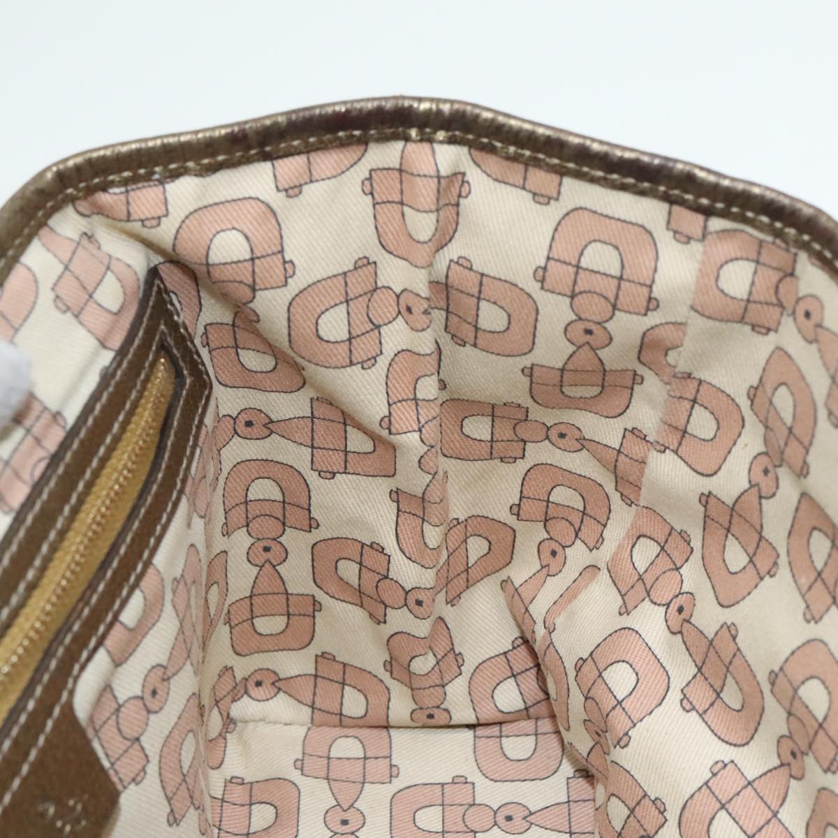 GUCCI GG Canvas Sherry Line Hand Bag Beige Gold pink 139261 Auth 89753