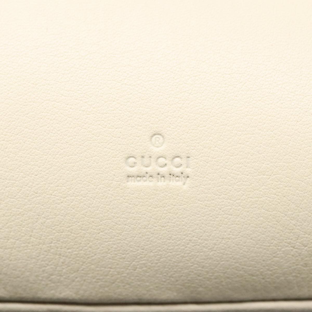 GUCCI Hand Bag Leather White Gold 108964 Auth 89754