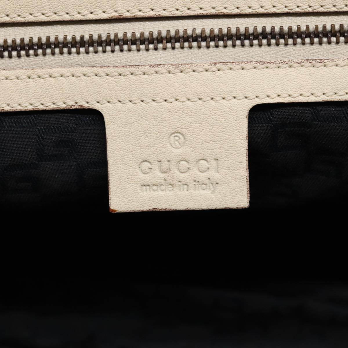 GUCCI Hand Bag Leather White Gold 108964 Auth 89754