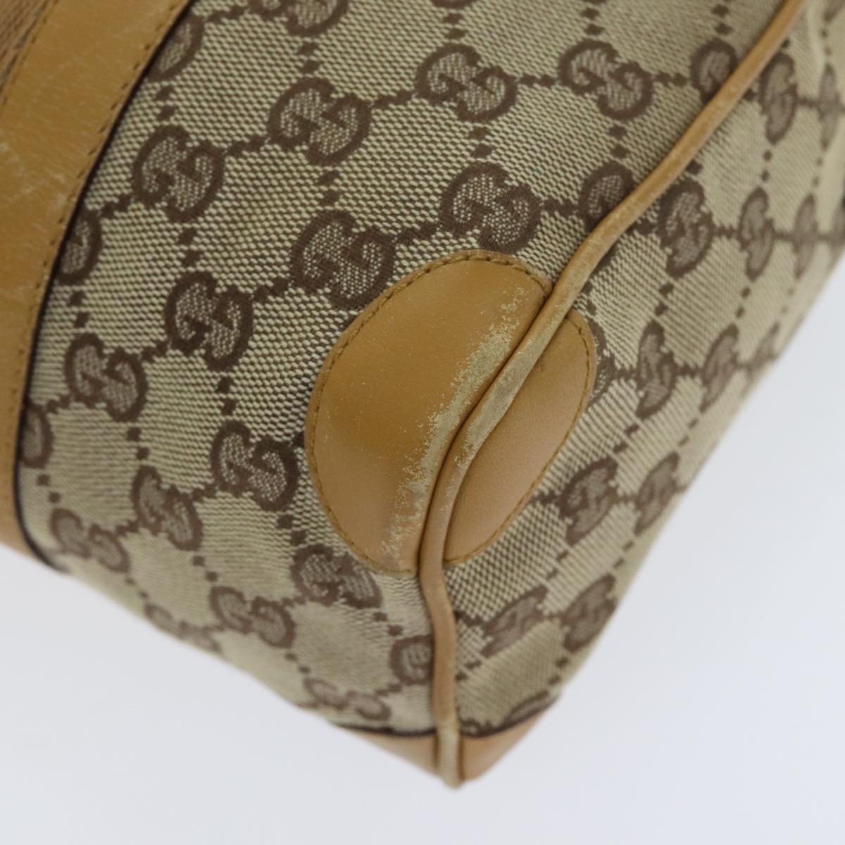 GUCCI GG Canvas Sherry Line Hand Bag Beige Brown Red 000 0851 Auth 89756