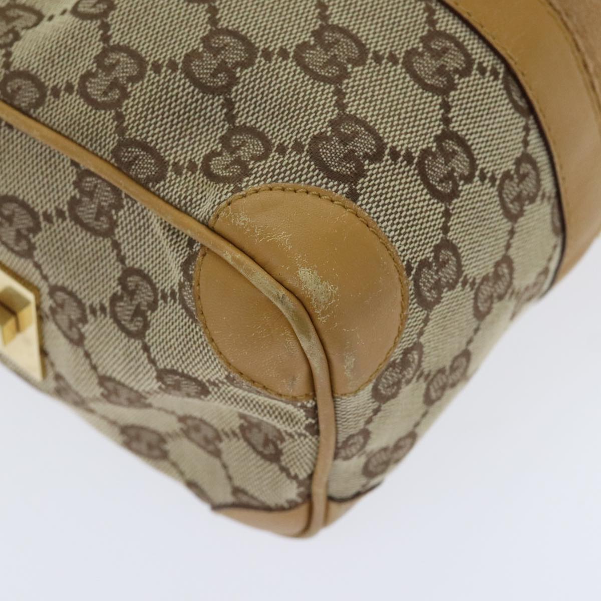 GUCCI GG Canvas Sherry Line Hand Bag Beige Brown Red 000 0851 Auth 89756