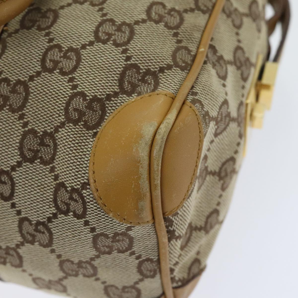 GUCCI GG Canvas Sherry Line Hand Bag Beige Brown Red 000 0851 Auth 89756