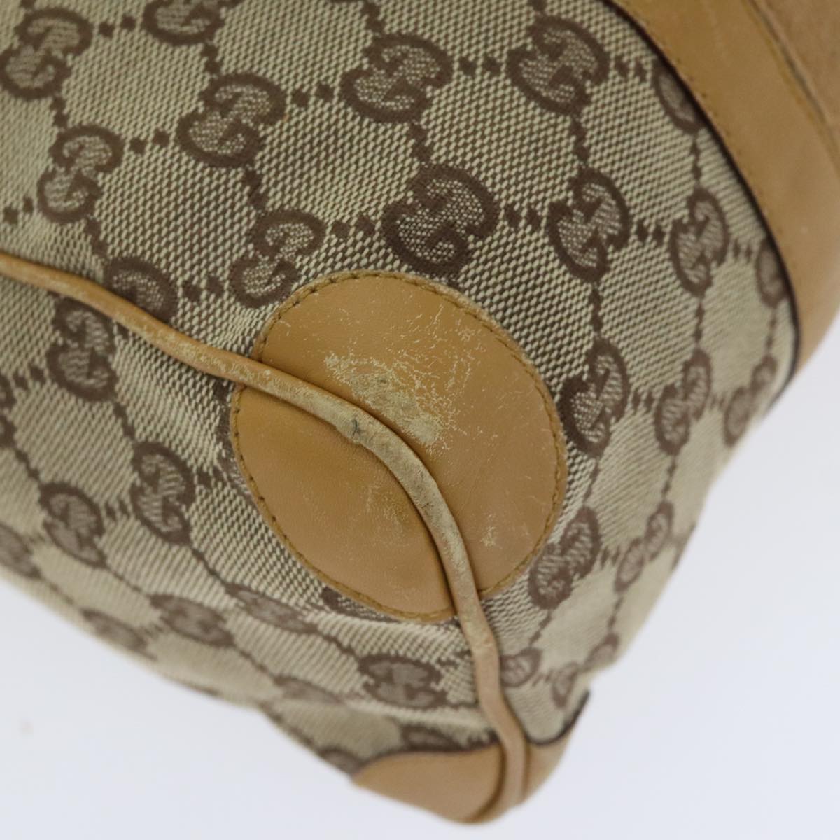 GUCCI GG Canvas Sherry Line Hand Bag Beige Brown Red 000 0851 Auth 89756