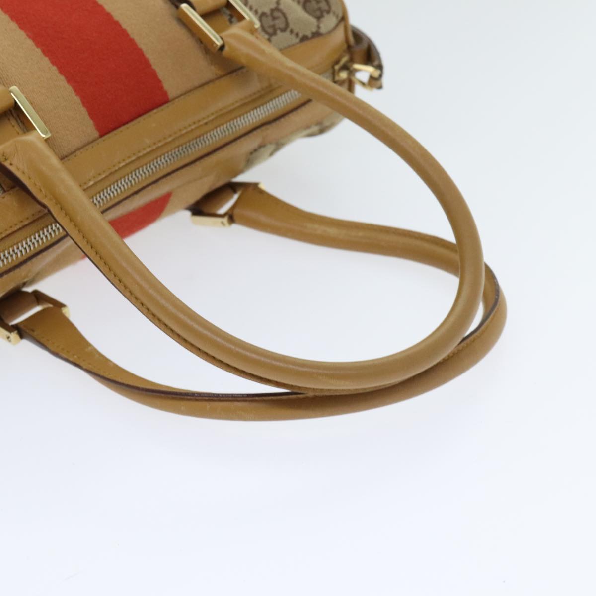 GUCCI GG Canvas Sherry Line Hand Bag Beige Brown Red 000 0851 Auth 89756