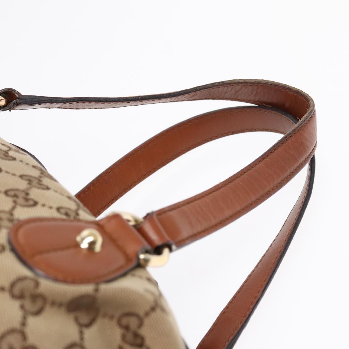 GUCCI GG Canvas Hand Bag Beige Brown Gold 296898 Auth 89757