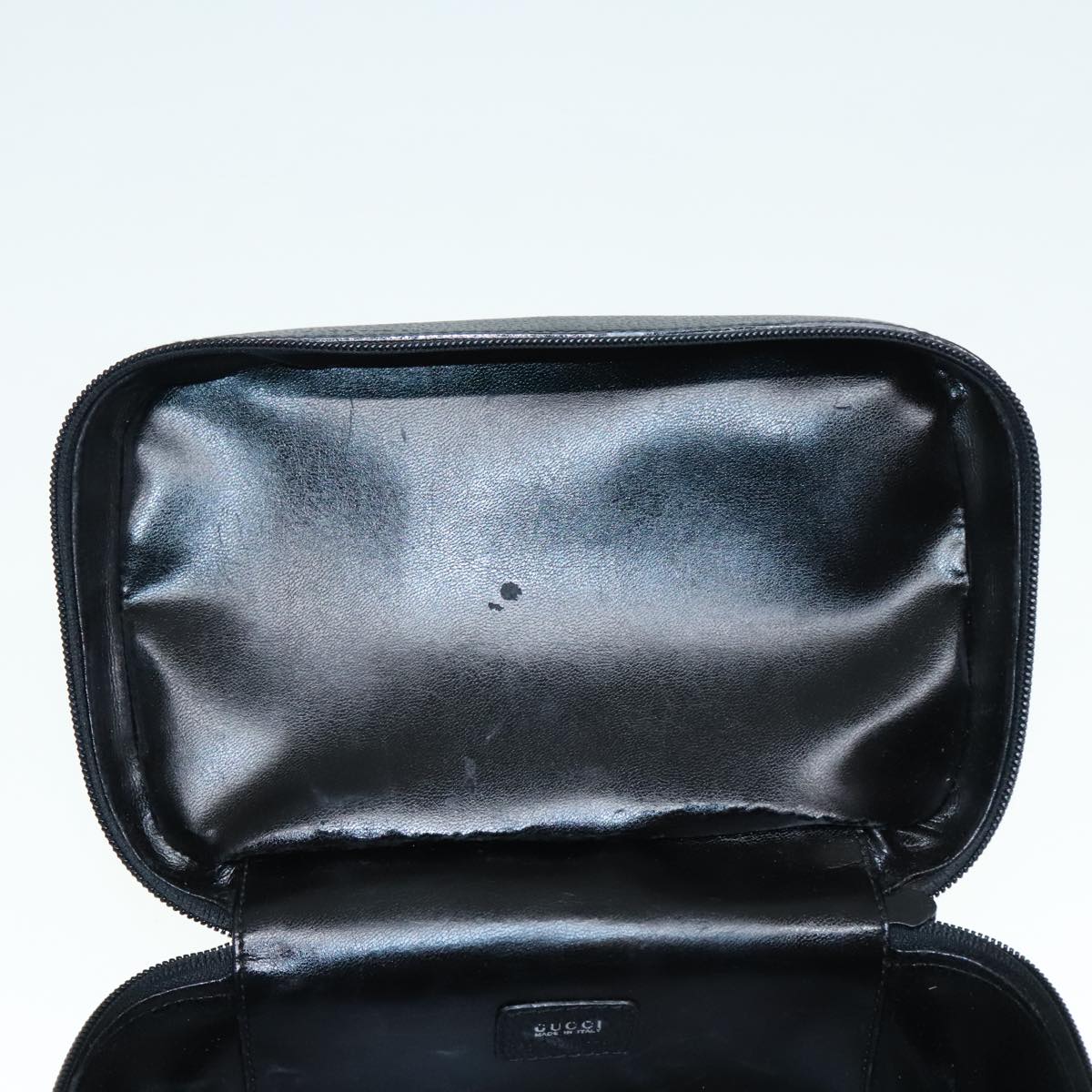 GUCCI Vanity Cosmetic Pouch Leather Black Auth 89776