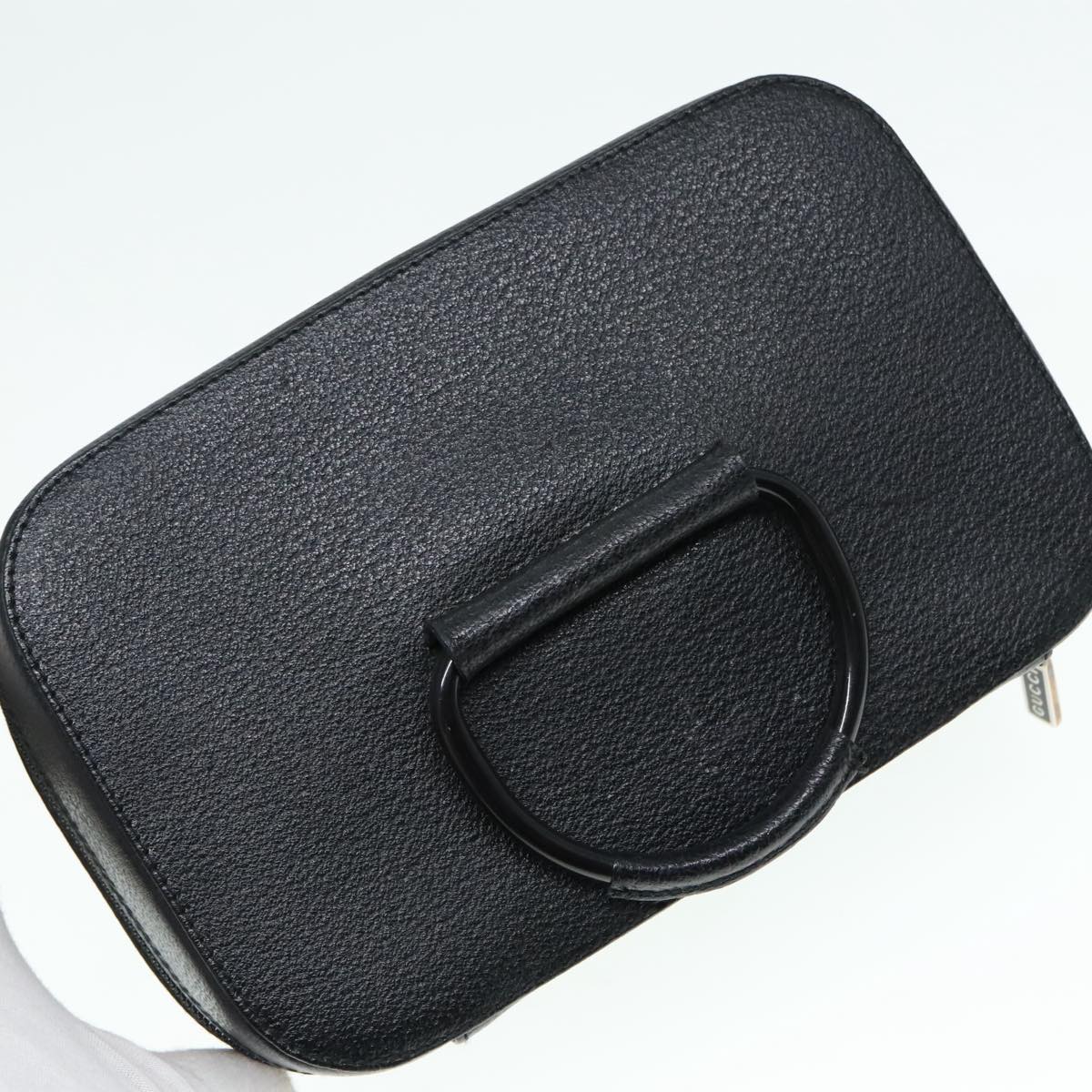 GUCCI Vanity Cosmetic Pouch Leather Black Auth 89776