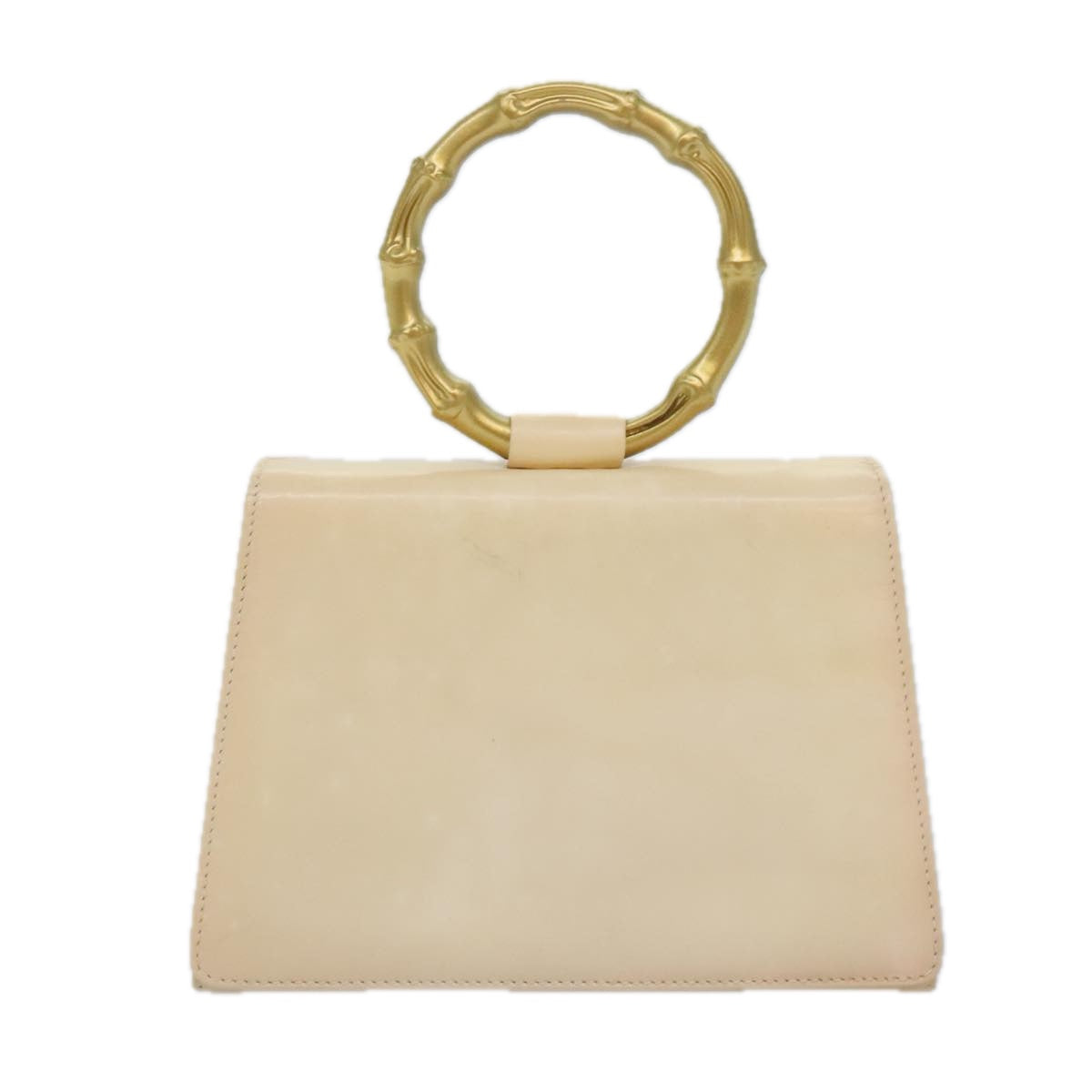 GUCCI Bamboo Hand Bag Enamel 2way Beige Auth 89780