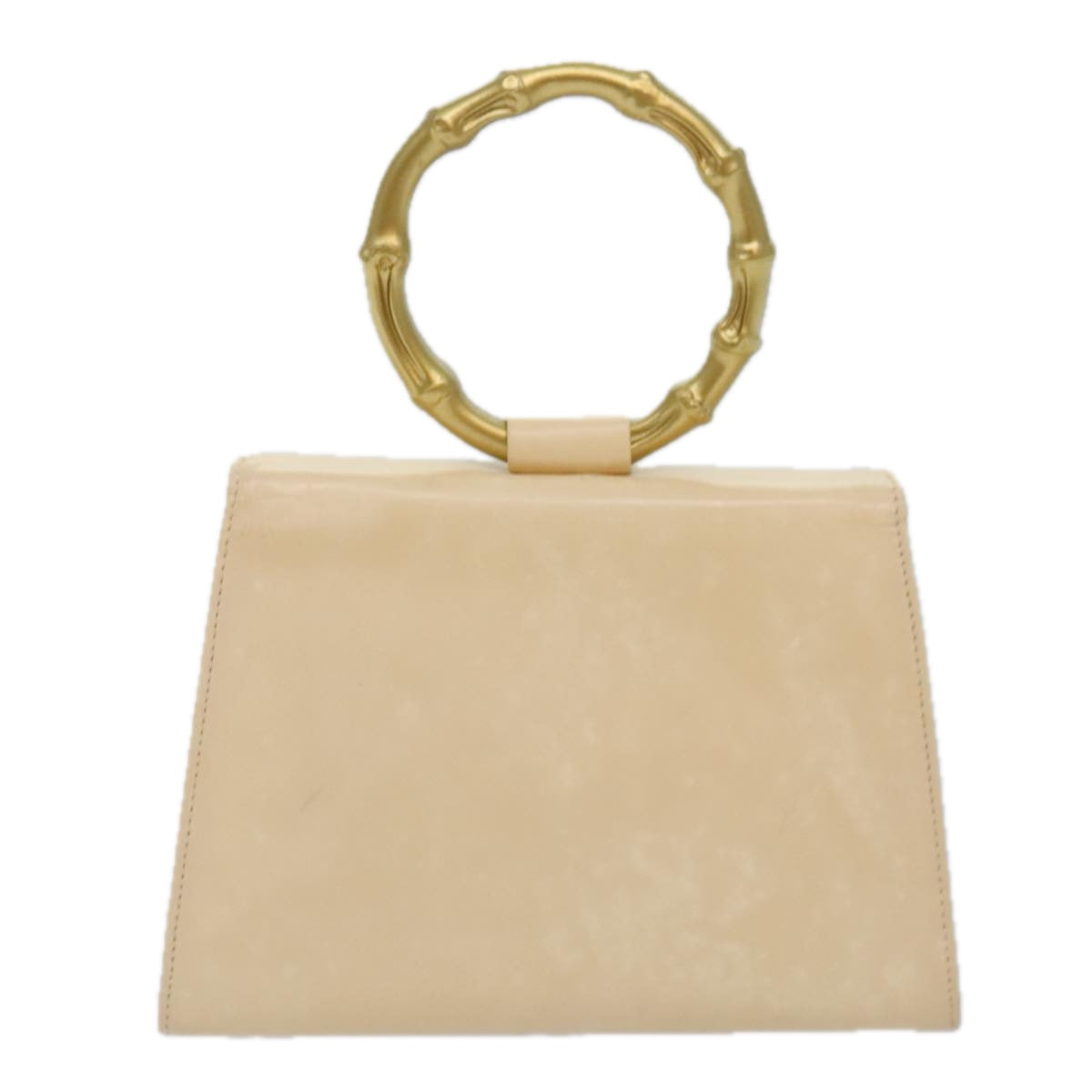 GUCCI Bamboo Hand Bag Enamel 2way Beige Auth 89780