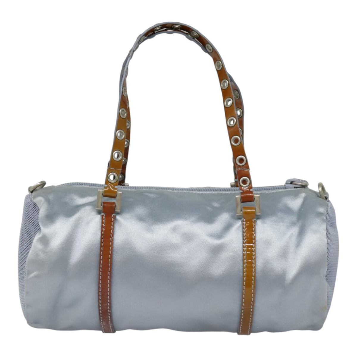 PRADA Hand Bag Satin Light Blue Auth 89783