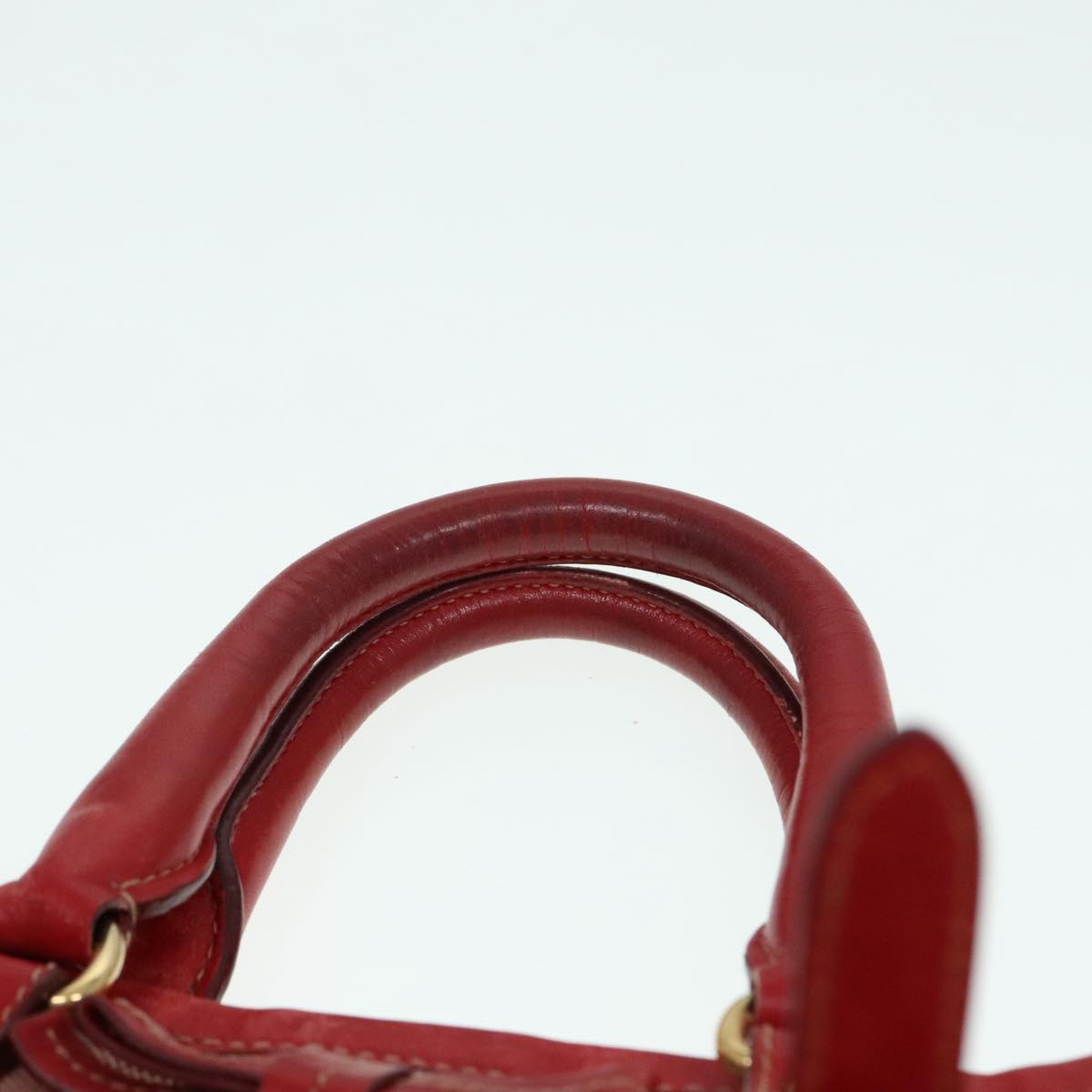 PRADA Hand Bag Canvas Red Auth 89789