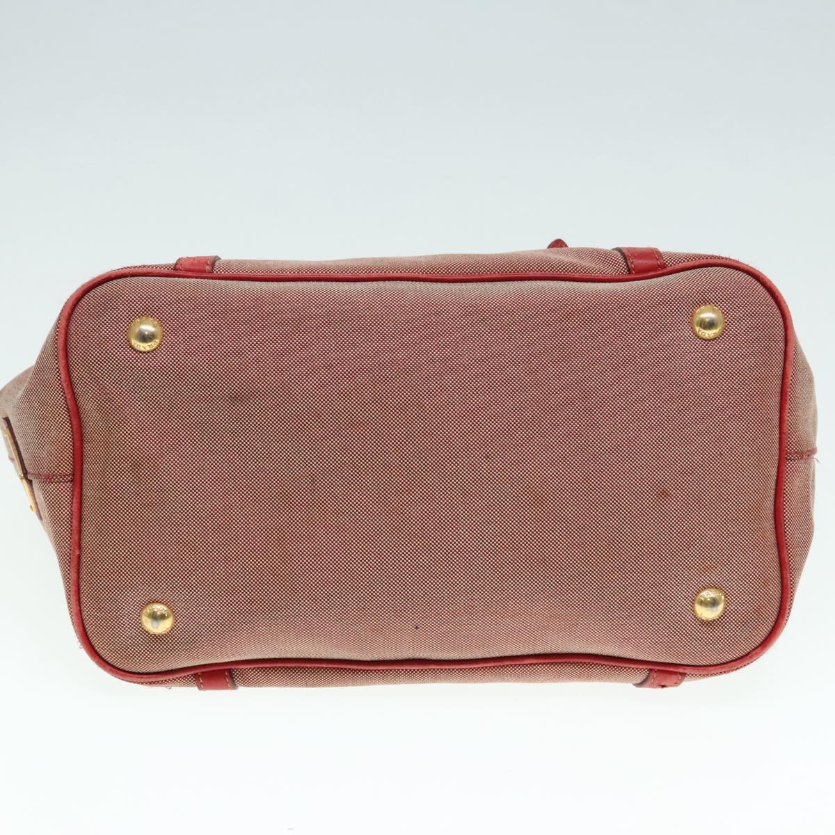 PRADA Hand Bag Canvas Red Auth 89789