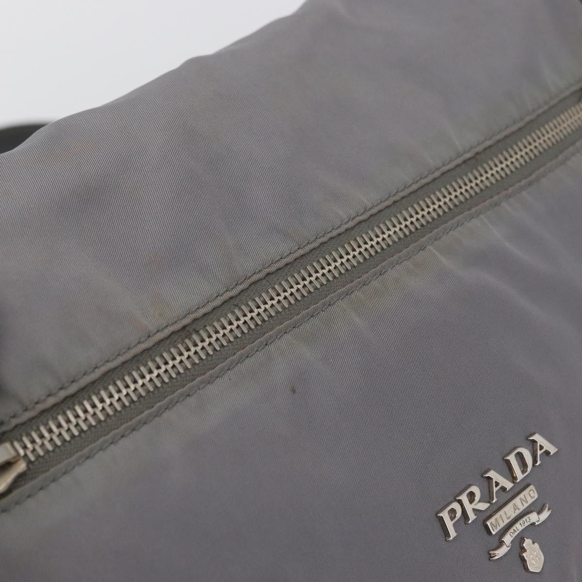 PRADA Shoulder Bag Nylon Gray Silver Auth 89792