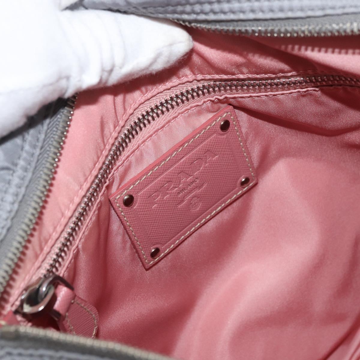 PRADA Shoulder Bag Nylon Gray Silver Auth 89792