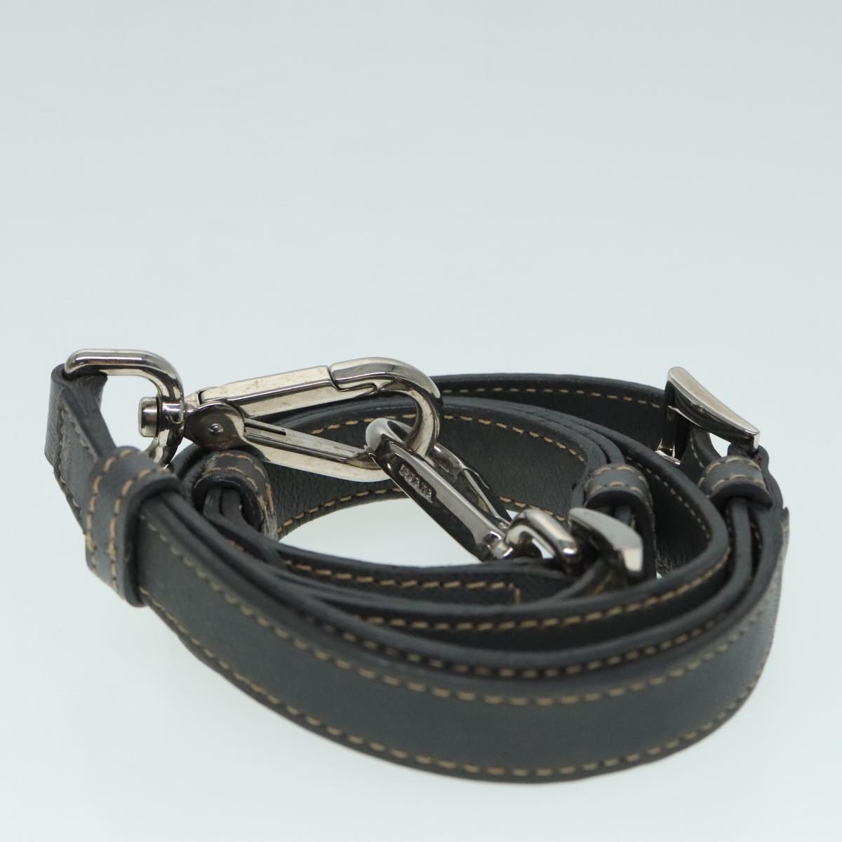 PRADA Shoulder Bag Nylon Gray Silver Auth 89792