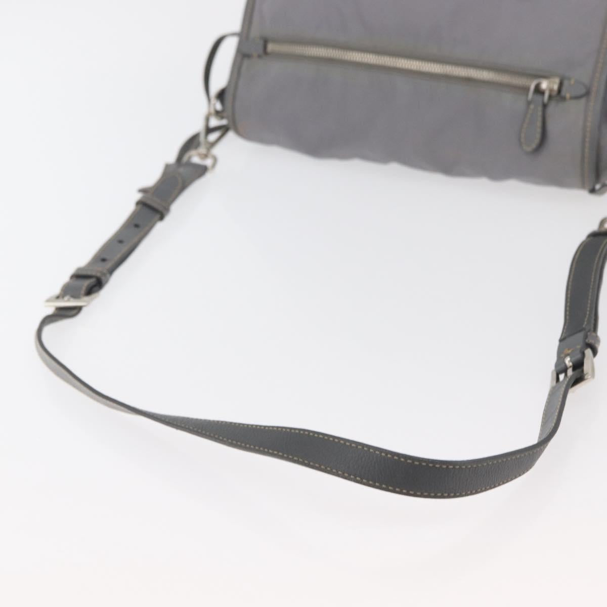 PRADA Shoulder Bag Nylon Gray Silver Auth 89792