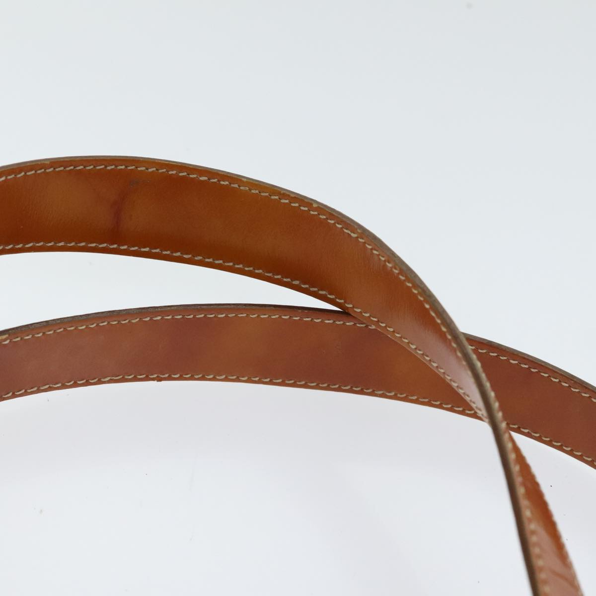 Salvatore Ferragamo Gancini Shoulder Bag Vinyl Beige Orange Auth 89799