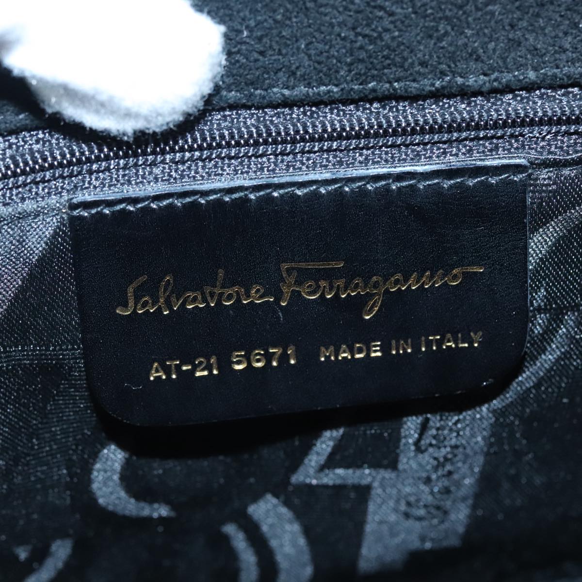 Salvatore Ferragamo Gancini Hand Bag Suede 2way Black Auth 89800