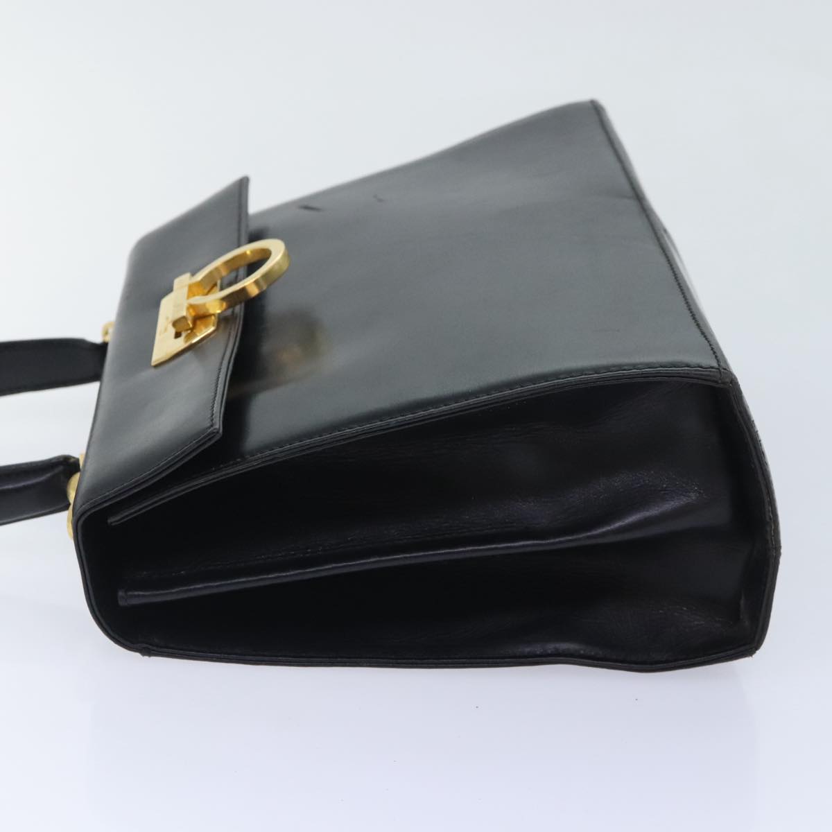 Salvatore Ferragamo Gancini Hand Bag Leather 2way Black Auth 89806