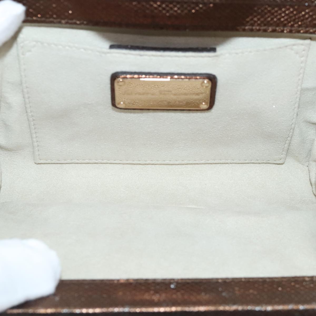 Salvatore Ferragamo Gancini Chain Shoulder Bag Leather Brown Auth 89807