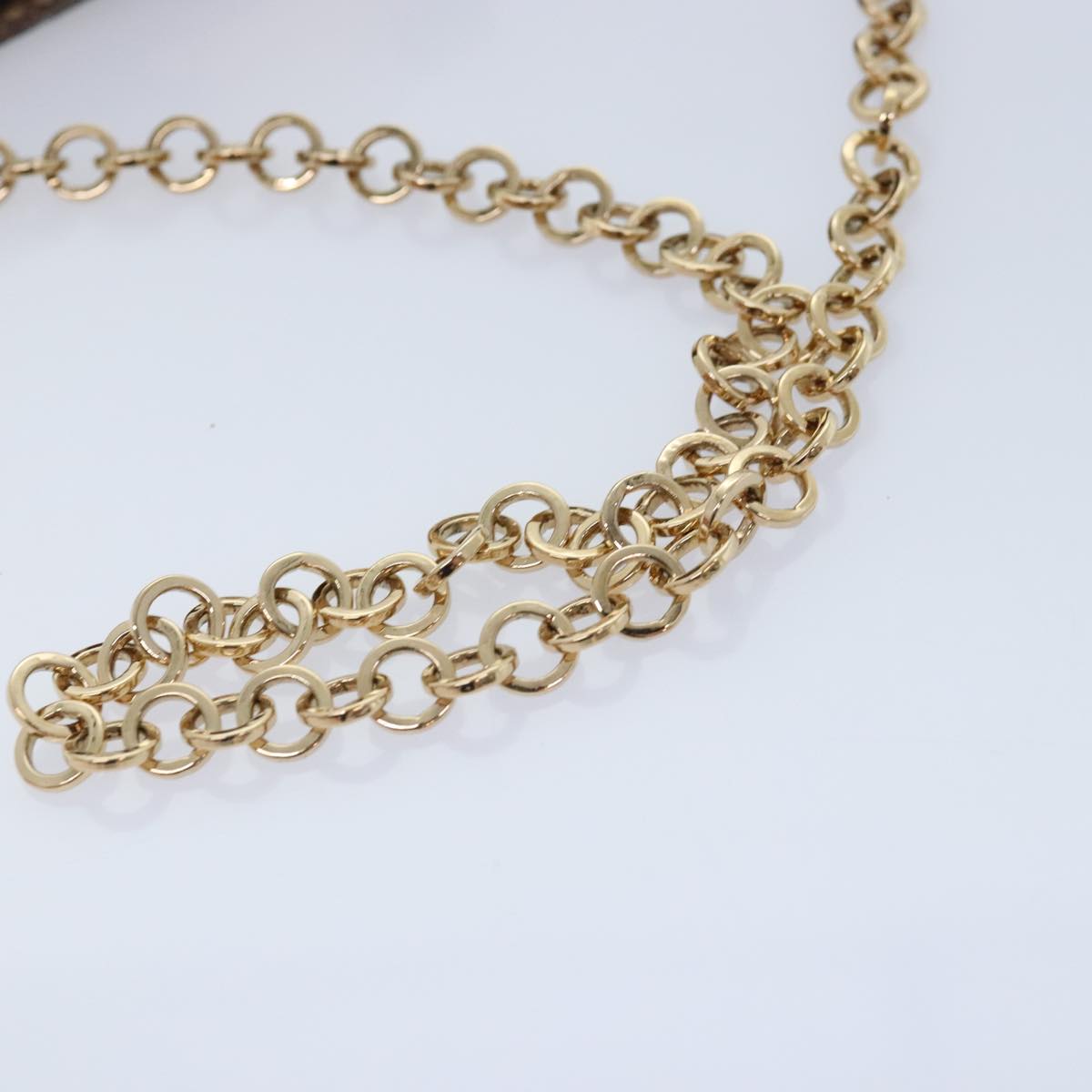 Salvatore Ferragamo Gancini Chain Shoulder Bag Leather Brown Auth 89807