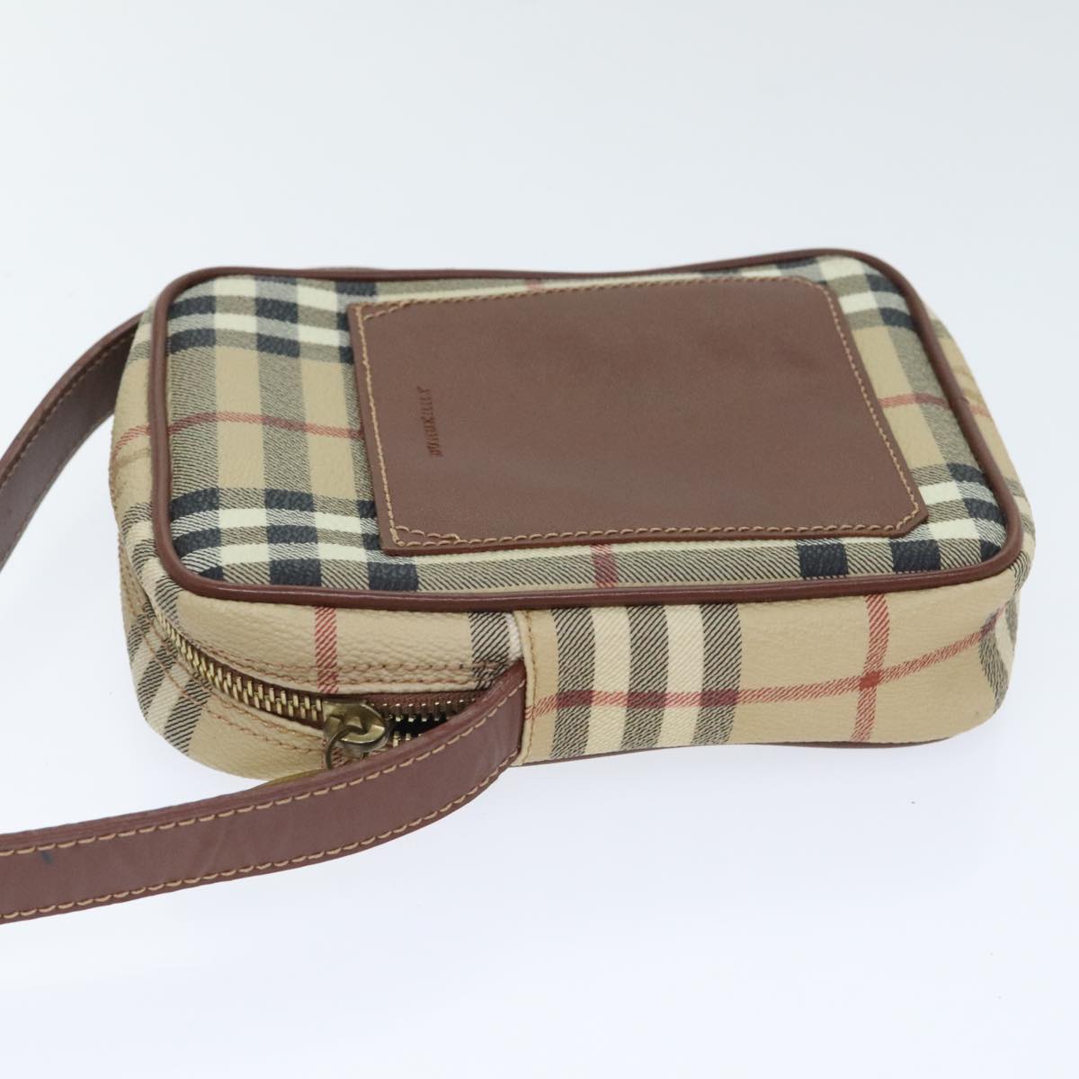 BURBERRY Nova Check Shoulder Bag PVC Beige Auth 89820