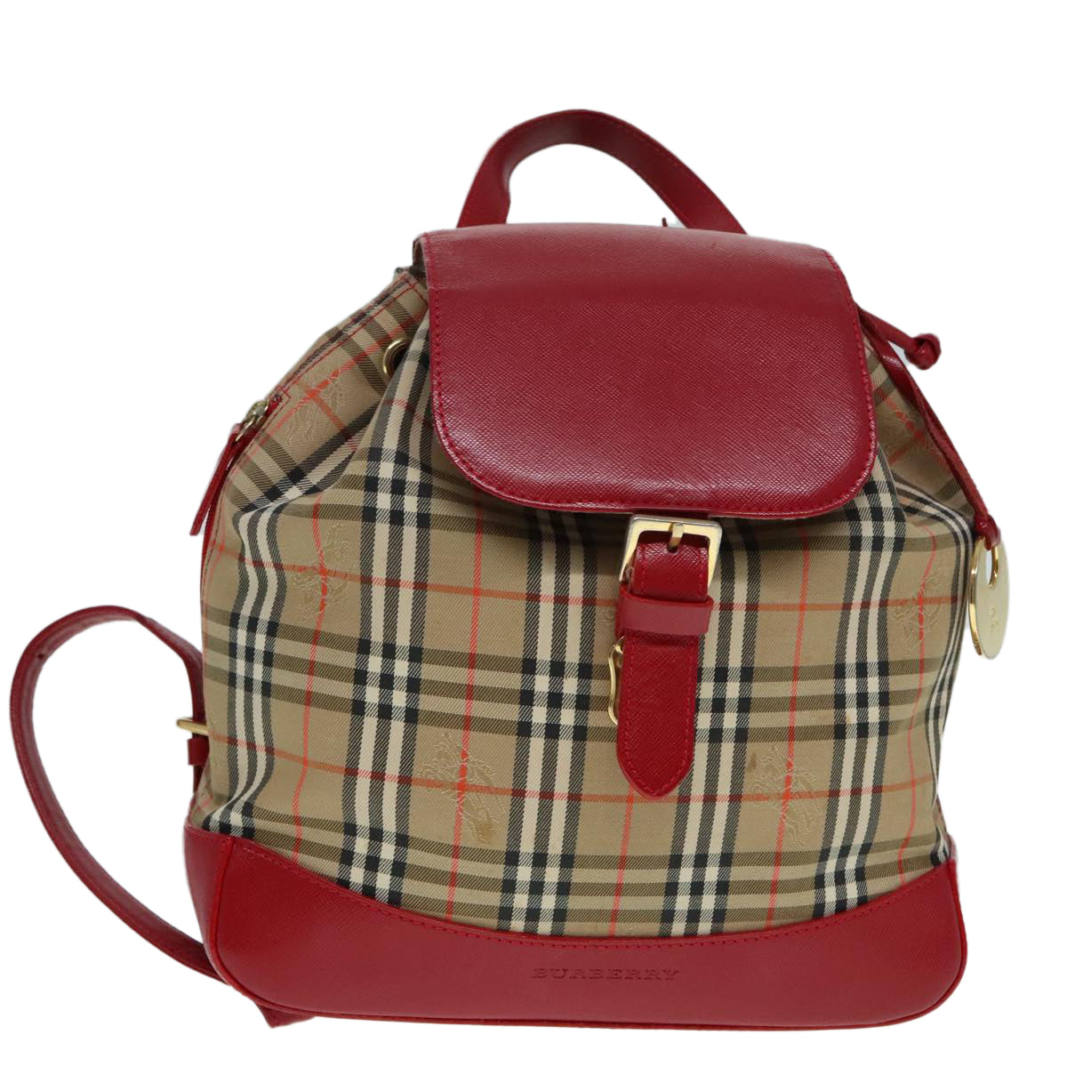 BURBERRY Nova Check Backpack Beige Red Auth 89821