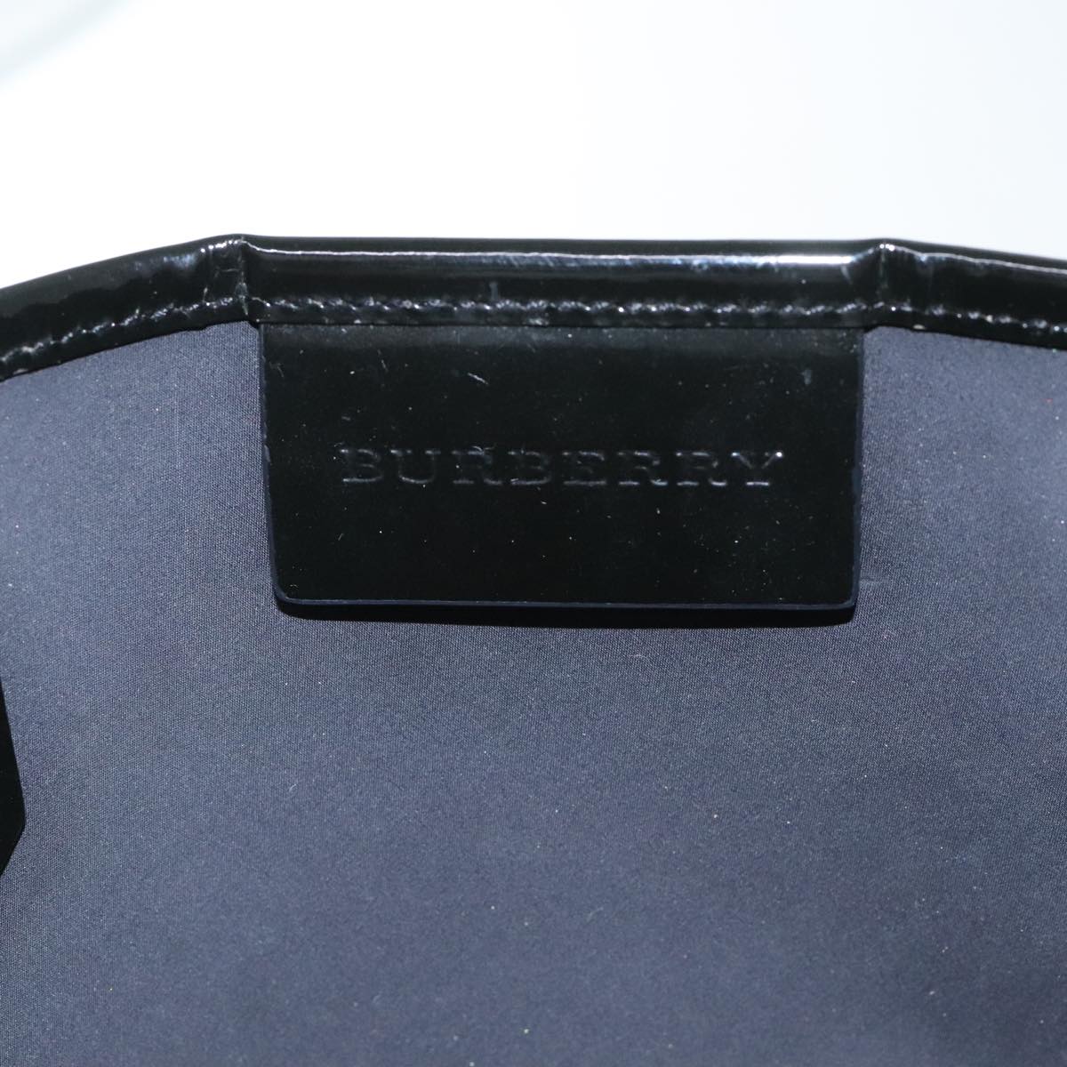 BURBERRY Nova Check Hand Bag PVC Beige Black Auth 89822