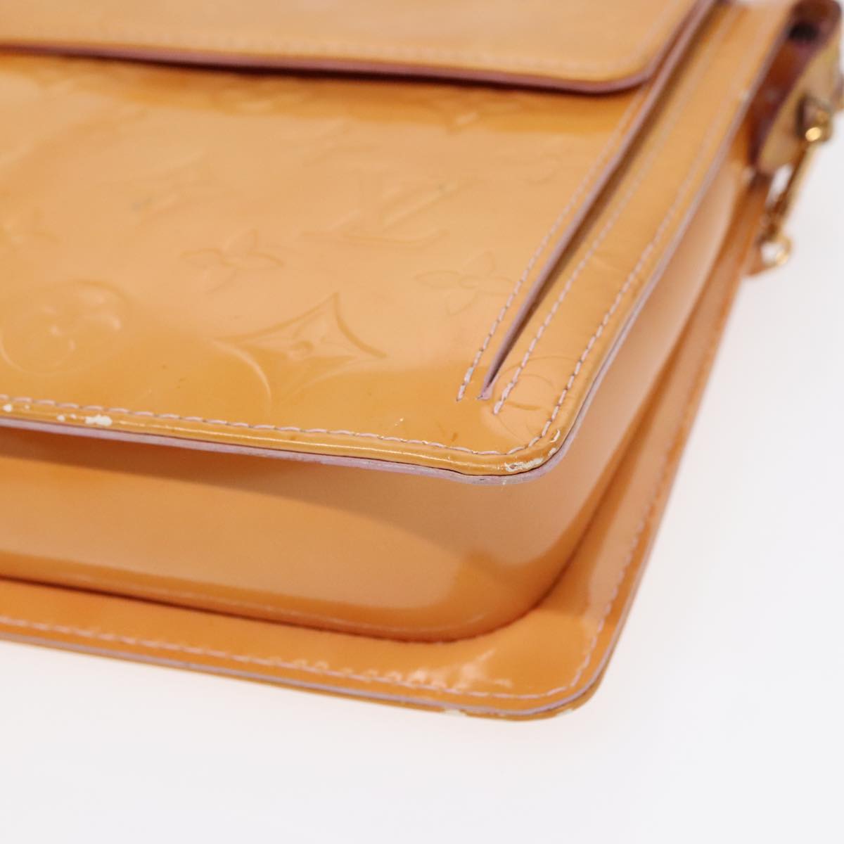 LOUIS VUITTON Monogram Vernis Motto Pouch Marshmallow Pink M91312 LV Auth 89850