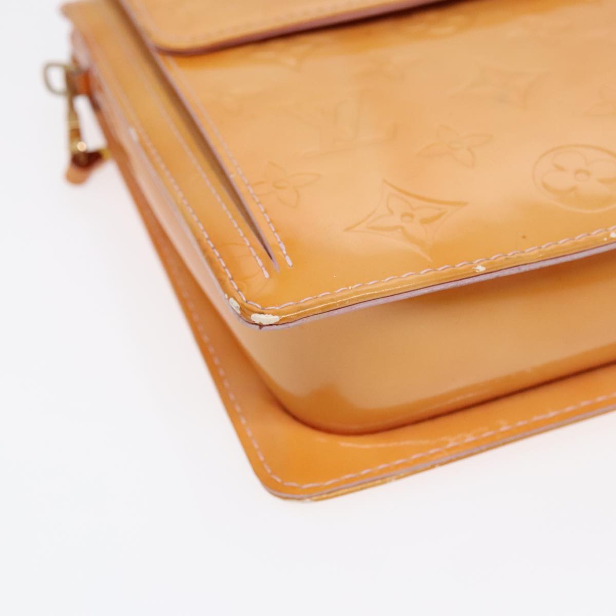 LOUIS VUITTON Monogram Vernis Motto Pouch Marshmallow Pink M91312 LV Auth 89850