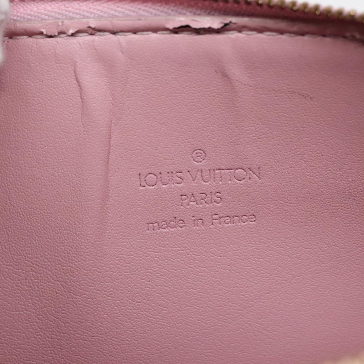 LOUIS VUITTON Monogram Vernis Motto Pouch Marshmallow Pink M91312 LV Auth 89850