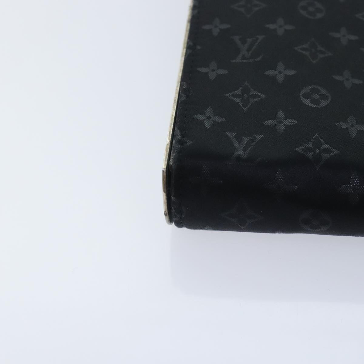 LOUIS VUITTON Monogram Satin Anju GM Hand Bag Black M92100 LV Auth 89851