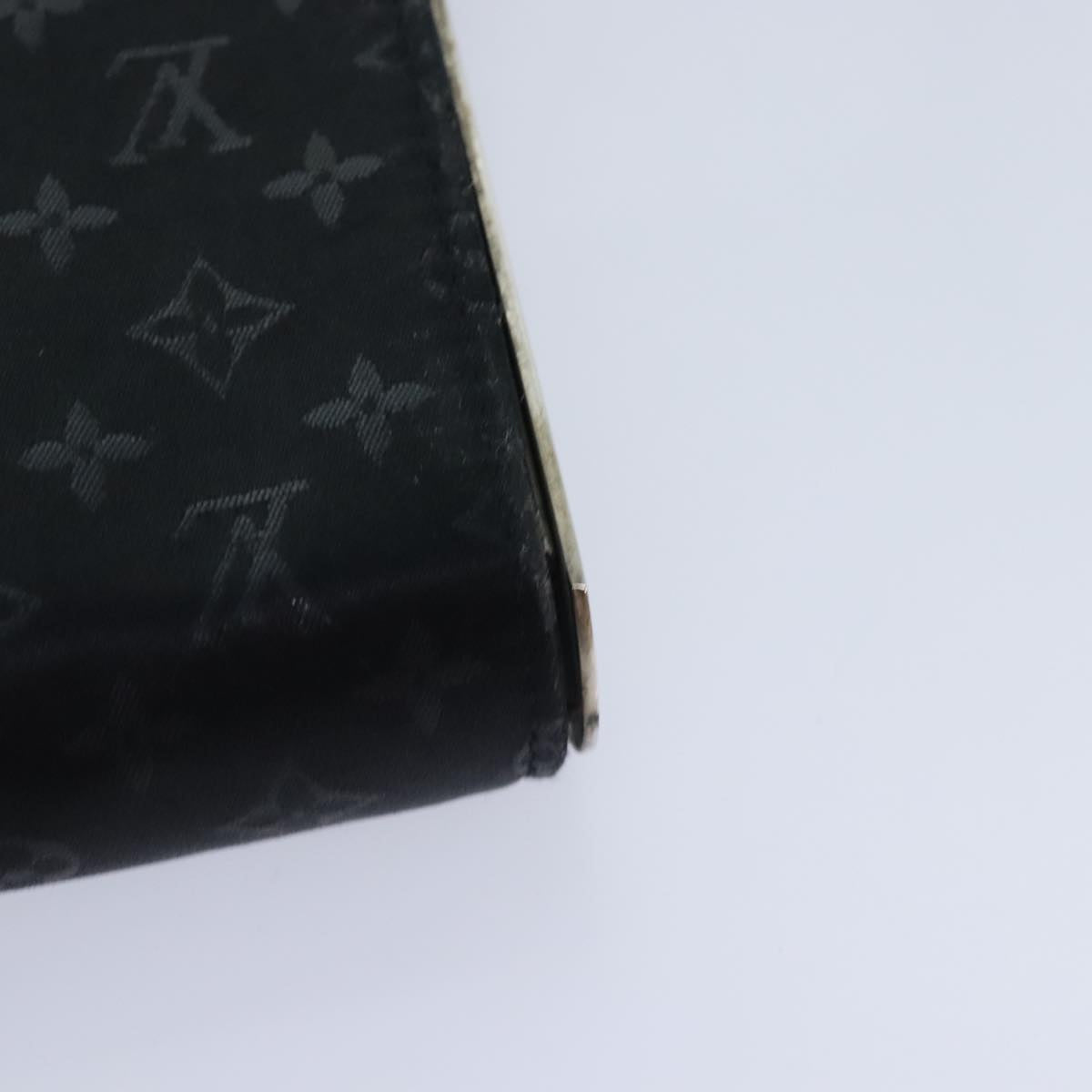 LOUIS VUITTON Monogram Satin Anju GM Hand Bag Black M92100 LV Auth 89851