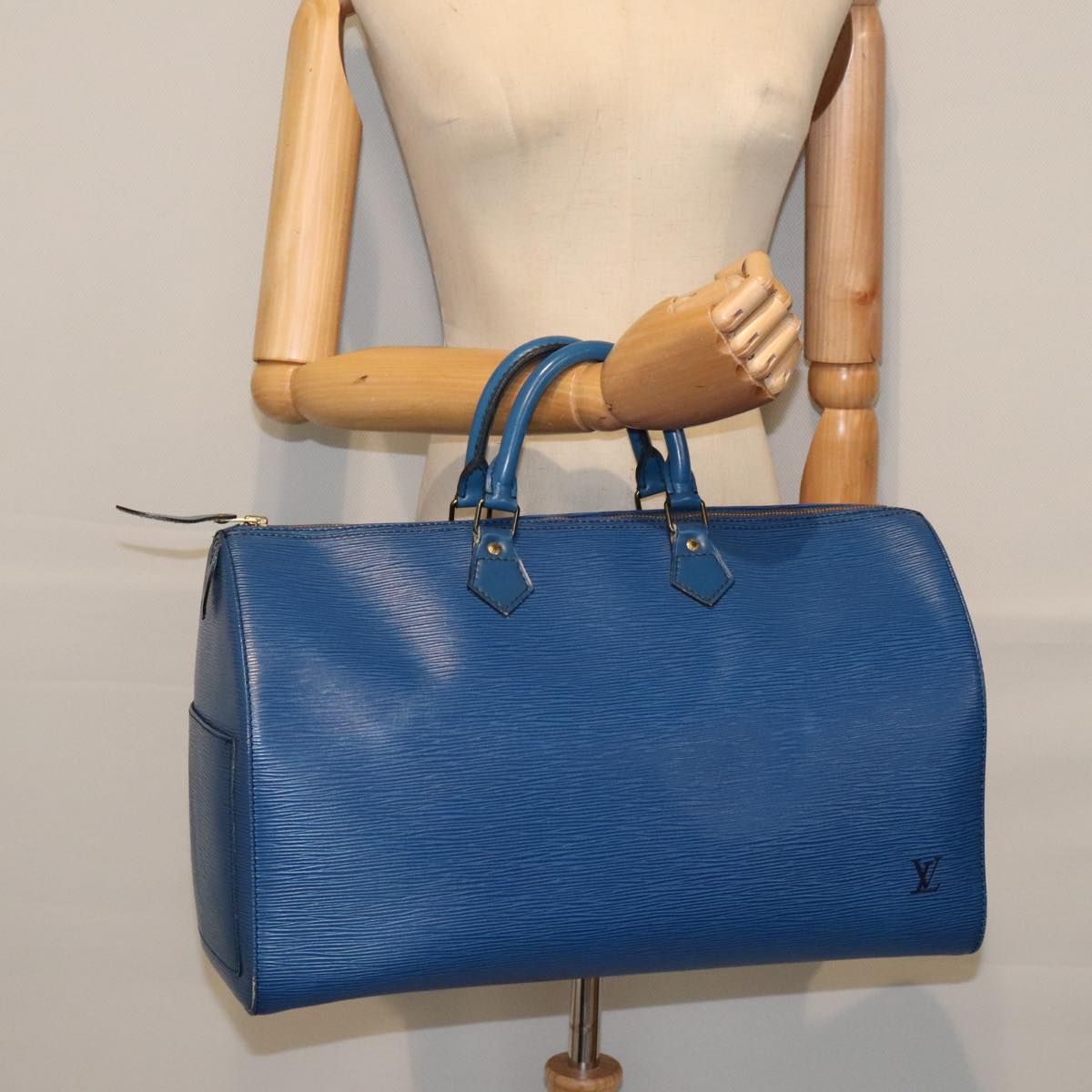 LOUIS VUITTON Epi Speedy 40 Hand Bag Toledo Blue M42985 LV Auth 89885