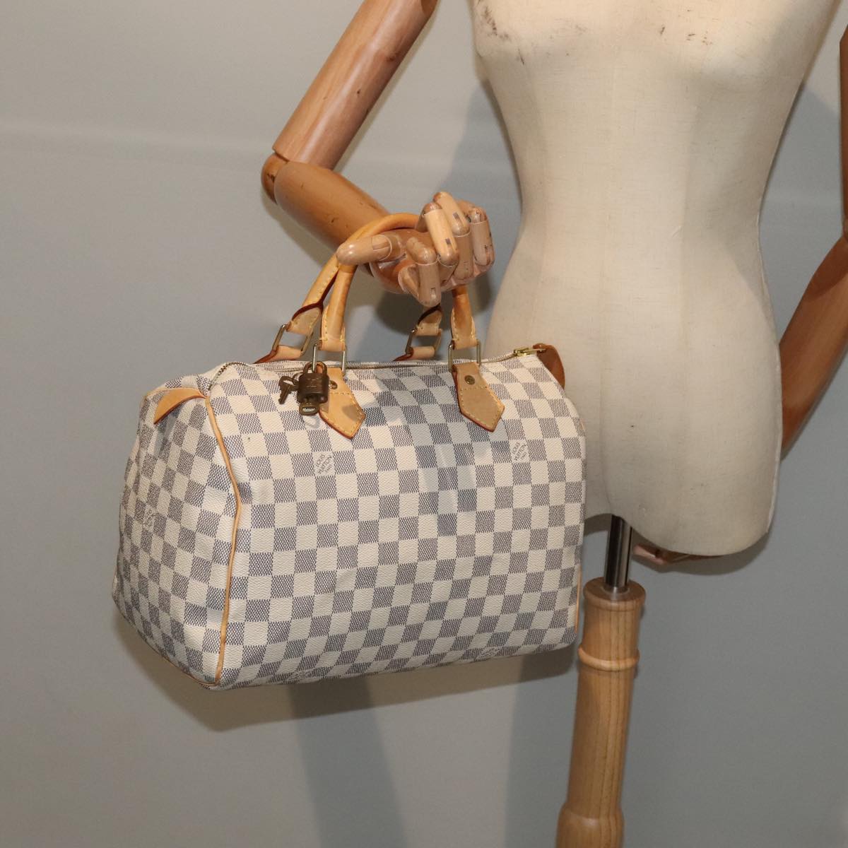 LOUIS VUITTON Damier Azur Speedy 30 Hand Bag N41533 LV Auth 89897