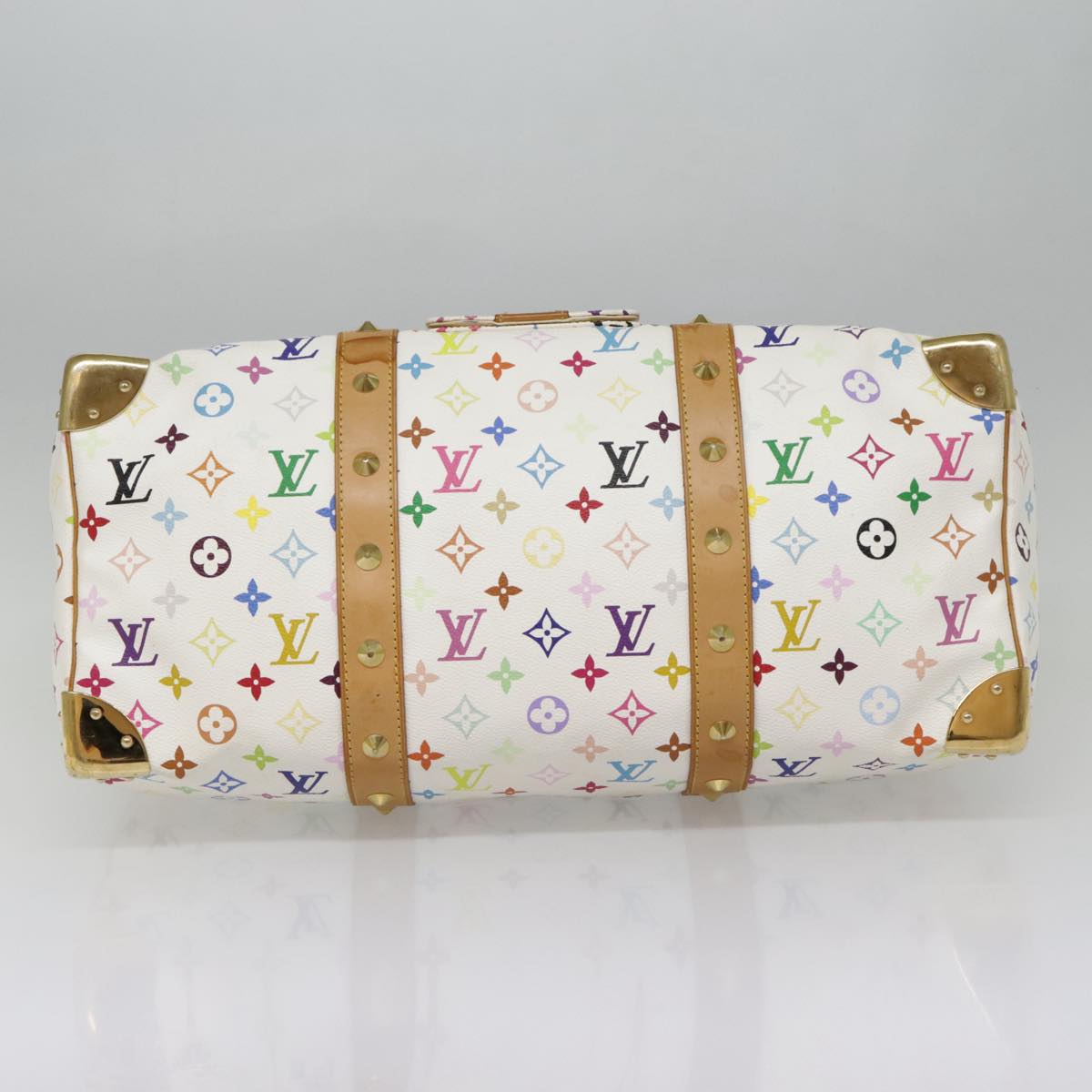 LOUIS VUITTON Monogram Multicolor Keepall 45 Boston Bag White M92641 Auth 89901AM