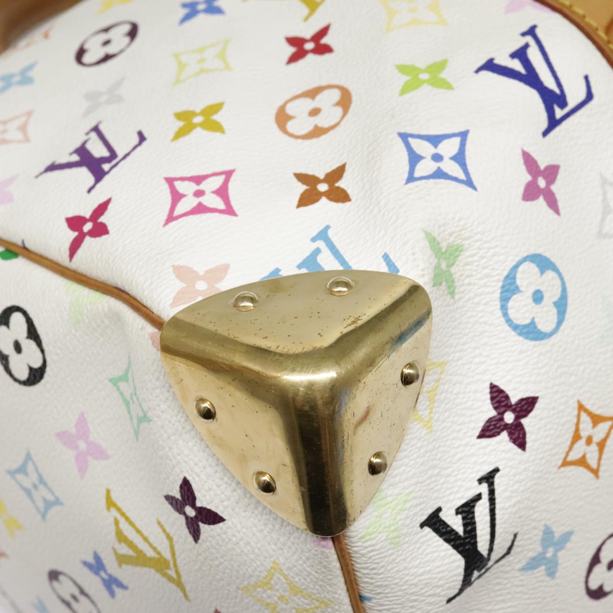 LOUIS VUITTON Monogram Multicolor Keepall 45 Boston Bag White M92641 Auth 89901AM