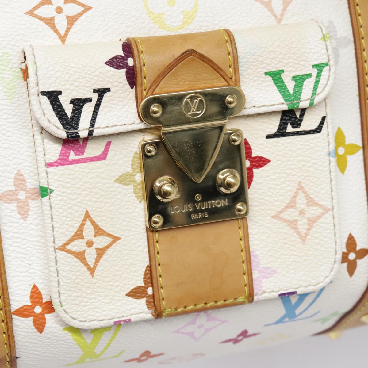 LOUIS VUITTON Monogram Multicolor Keepall 45 Boston Bag White M92641 Auth 89901AM