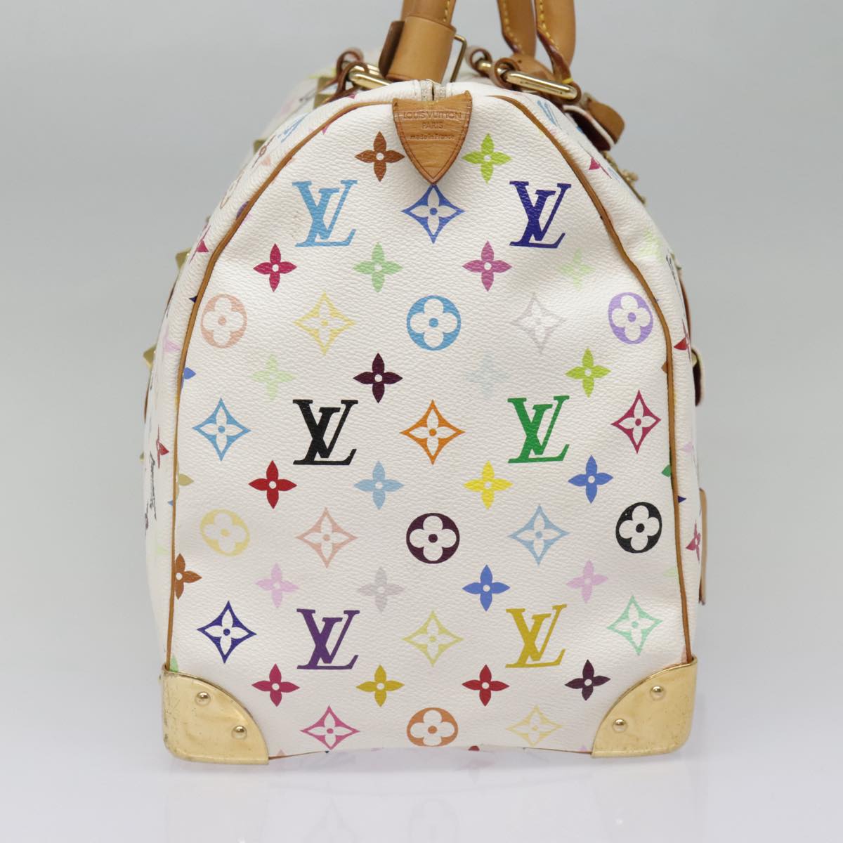 LOUIS VUITTON Monogram Multicolor Keepall 45 Boston Bag White M92641 Auth 89901AM