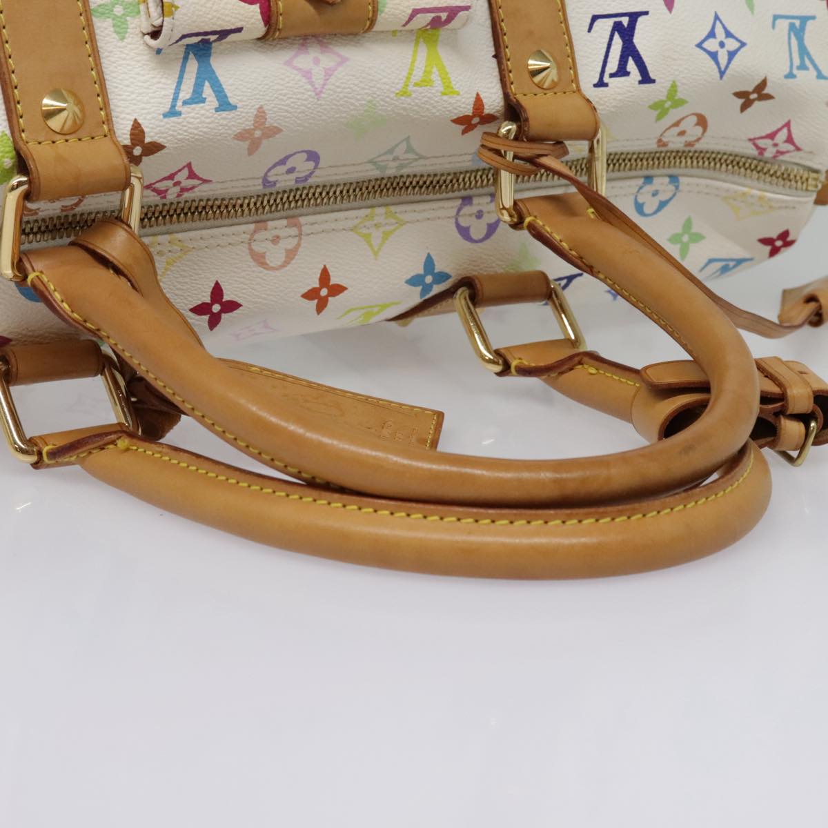 LOUIS VUITTON Monogram Multicolor Keepall 45 Boston Bag White M92641 Auth 89901AM