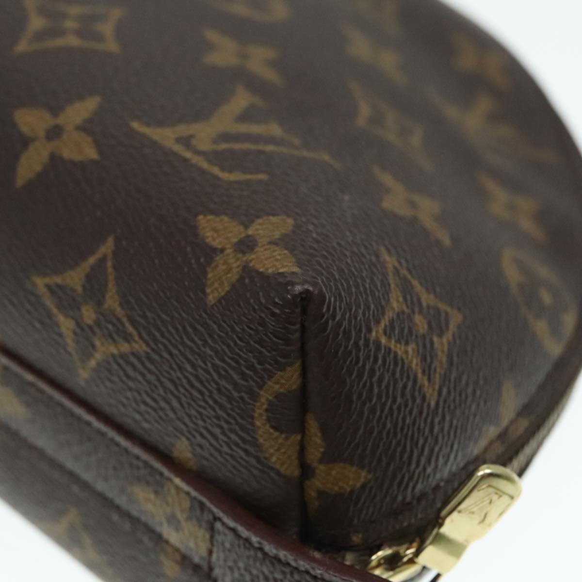 LOUIS VUITTON Monogram Trousse Demi Ronde Cosmetic Pouch M47520 LV Auth 89922