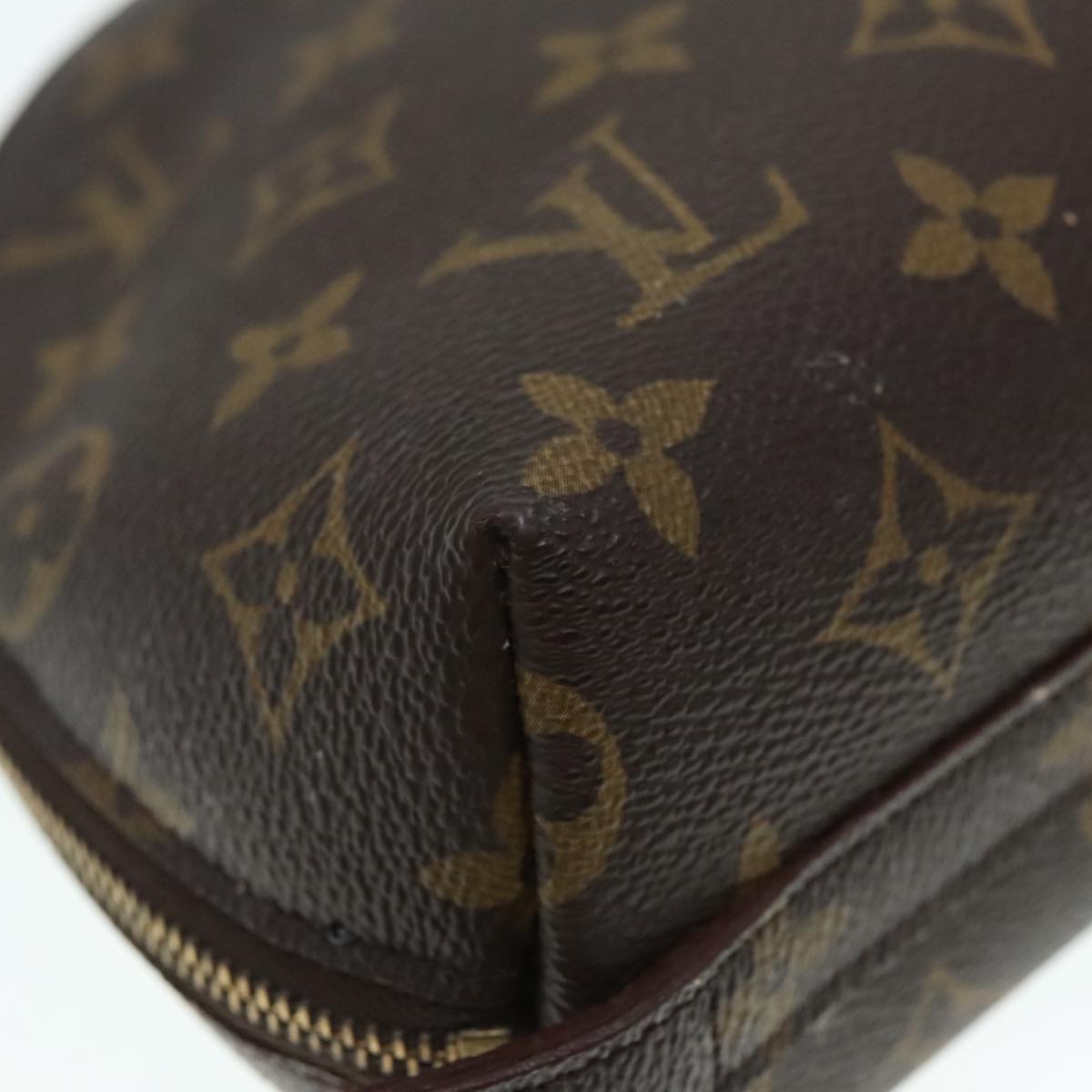 LOUIS VUITTON Monogram Trousse Demi Ronde Cosmetic Pouch M47520 LV Auth 89922