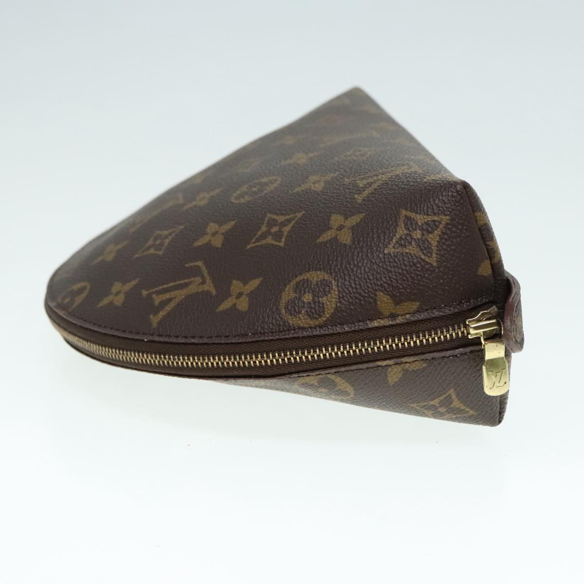 LOUIS VUITTON Monogram Trousse Demi Ronde Cosmetic Pouch M47520 LV Auth 89922