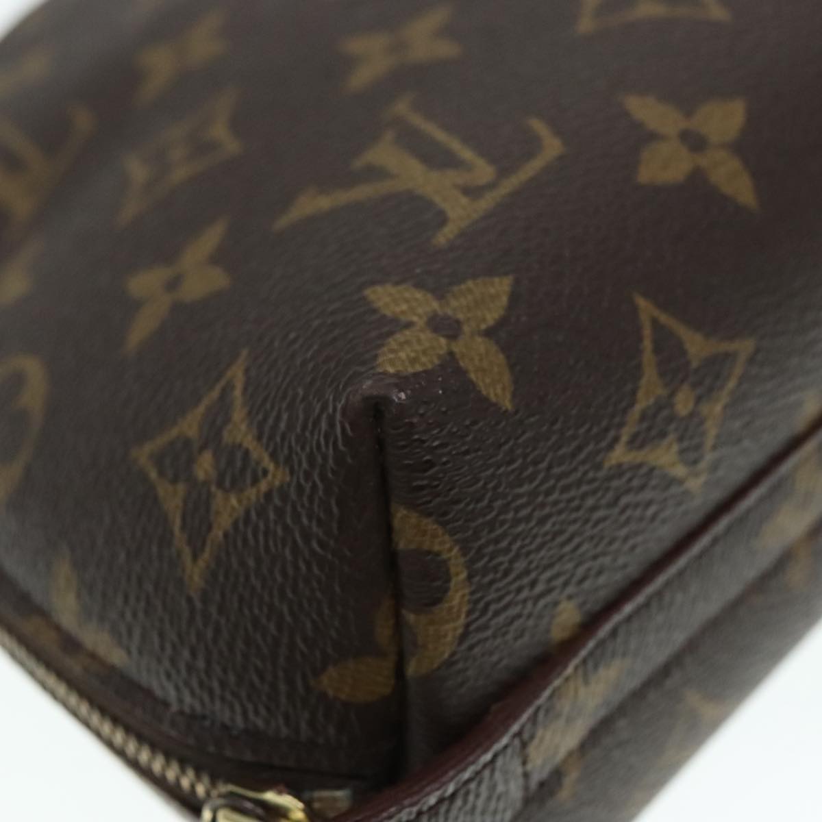 LOUIS VUITTON Monogram Trousse Demi Ronde Cosmetic Pouch M47520 LV Auth 89922