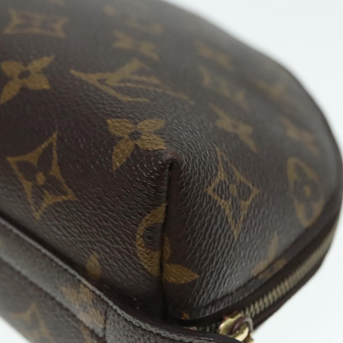 LOUIS VUITTON Monogram Trousse Demi Ronde Cosmetic Pouch M47520 LV Auth 89924